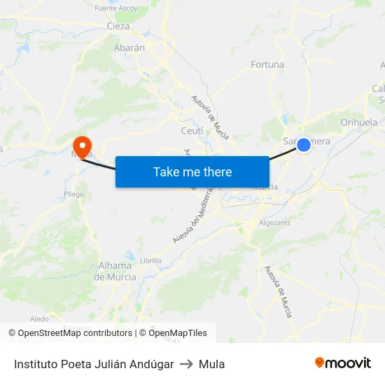 Instituto Poeta Julián Andúgar to Mula map
