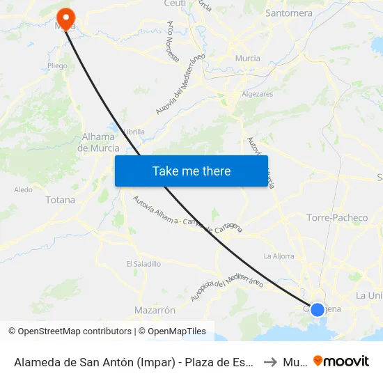 Alameda de San Antón (Impar) - Plaza de España to Mula map