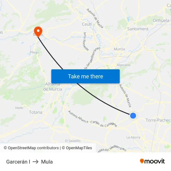 Garcerán I to Mula map