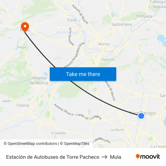 Estación de Autobuses de Torre Pacheco to Mula map