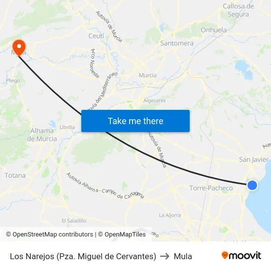 Los Narejos (Pza. Miguel de Cervantes) to Mula map