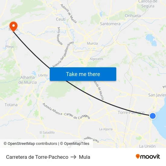 Carretera de Torre-Pacheco to Mula map