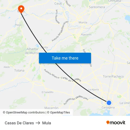 Casas De Clares to Mula map