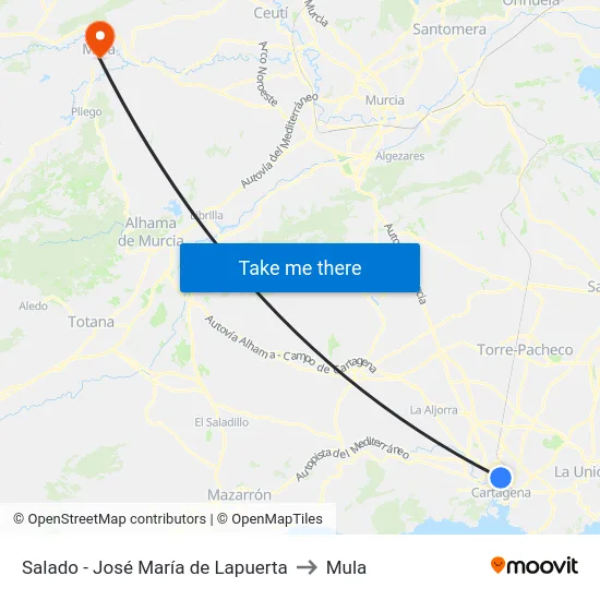 Salado - José María de Lapuerta to Mula map