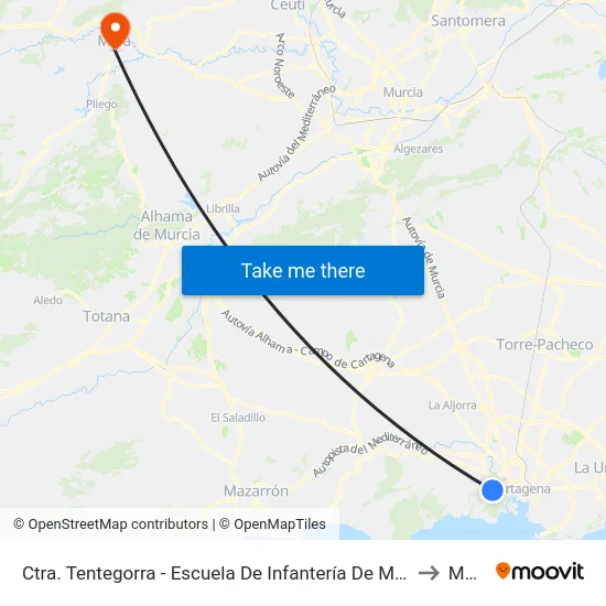 Ctra. Tentegorra - Escuela De Infantería De Marina to Mula map
