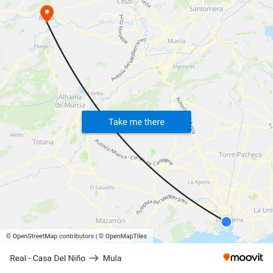 Real - Casa Del Niño to Mula map