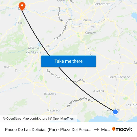 Paseo De Las Delicias (Par) - Plaza Del Pescador to Mula map
