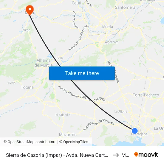 Sierra de Cazorla (Impar) - Avda. Nueva Cartagena to Mula map