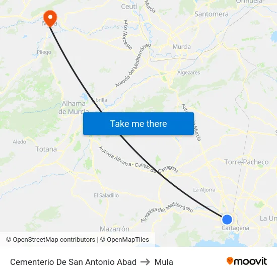 Cementerio De San Antonio Abad to Mula map