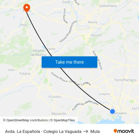 Avda. La Española - Colegio La Vaguada to Mula map