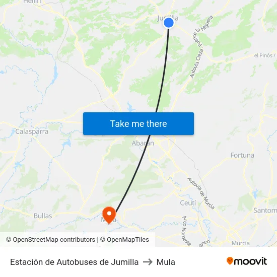 Estación de Autobuses de Jumilla to Mula map