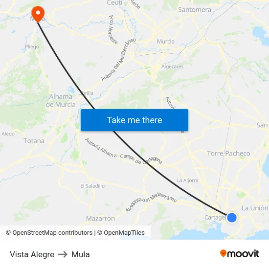 Vista Alegre to Mula map