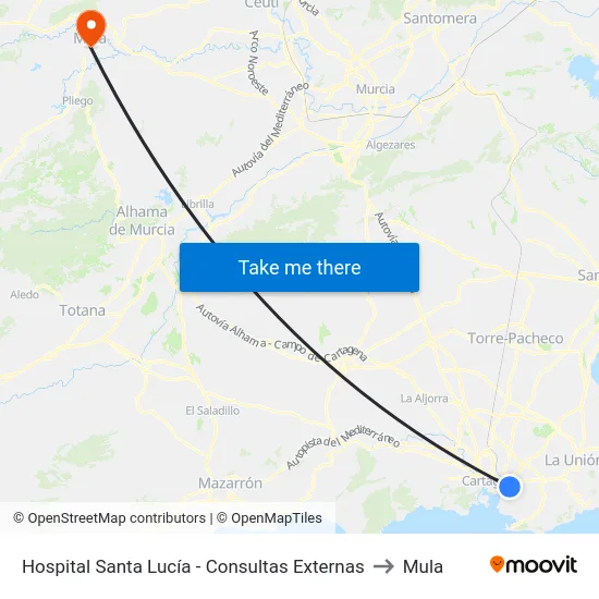 Hospital Santa Lucía - Consultas Externas to Mula map