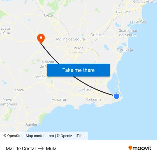 Mar de Cristal to Mula map