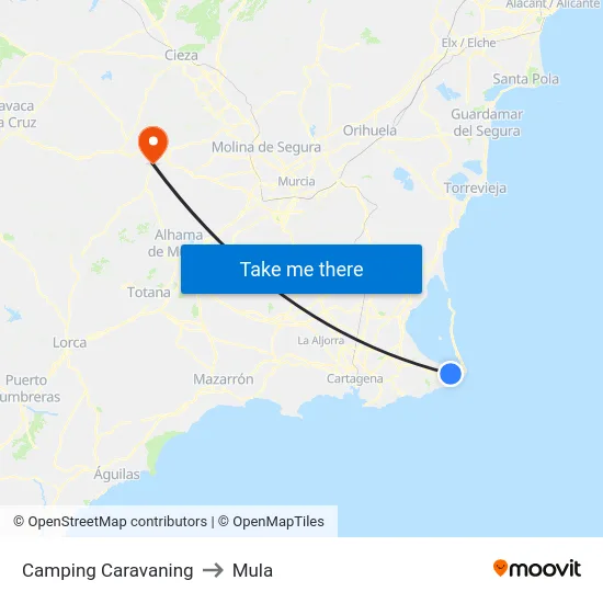 Camping Caravaning to Mula map