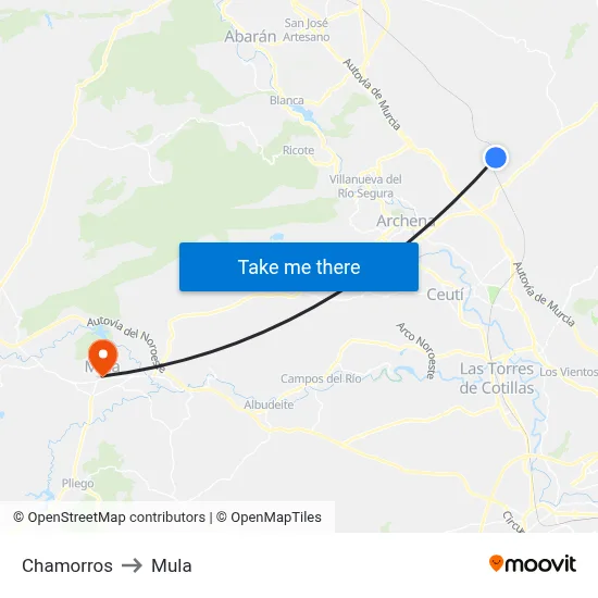 Chamorros to Mula map