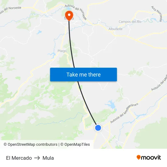 El Mercado to Mula map