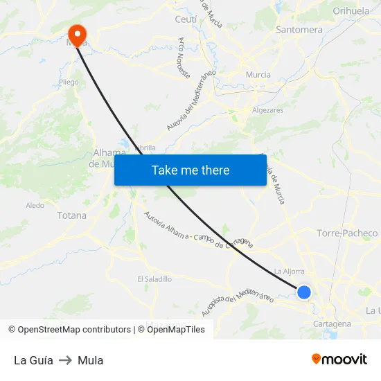 La Guía to Mula map