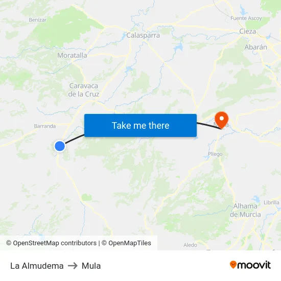 La Almudema to Mula map