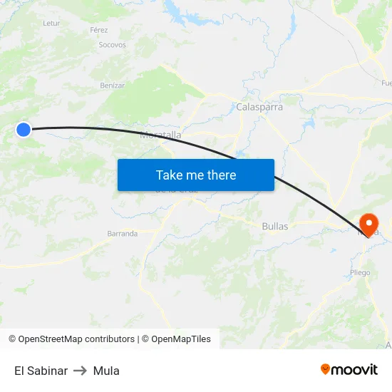 El Sabinar to Mula map