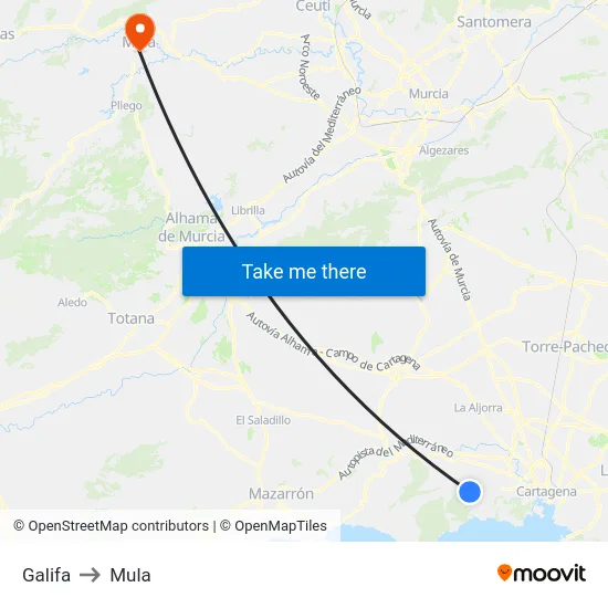 Galifa to Mula map