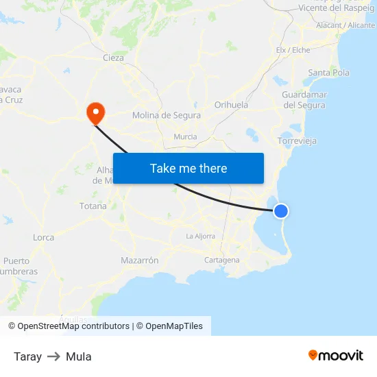 Taray to Mula map