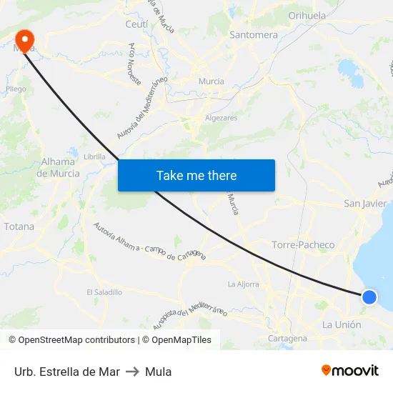 Urb. Estrella de Mar to Mula map
