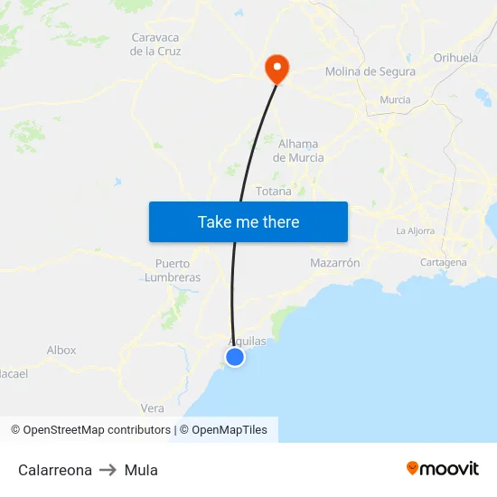 Calarreona to Mula map