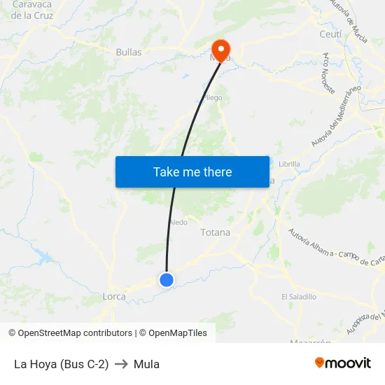 La Hoya (Bus C-2) to Mula map