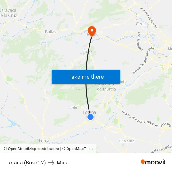 Totana (Bus C-2) to Mula map