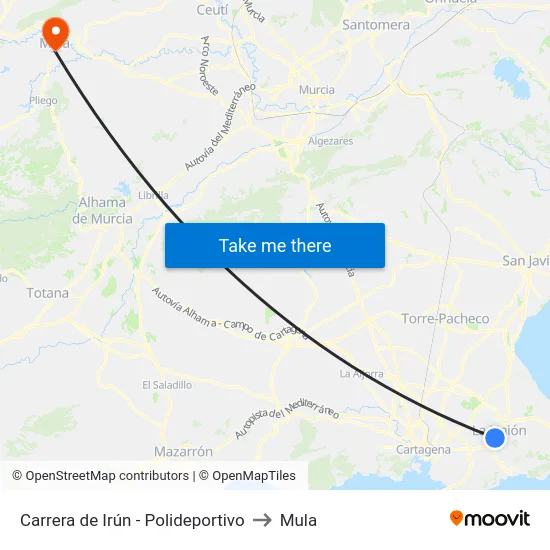 Carrera de Irún - Polideportivo to Mula map