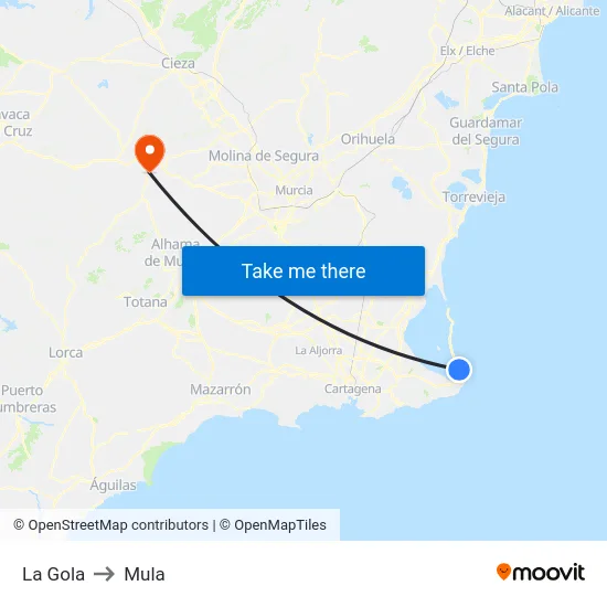La Gola to Mula map