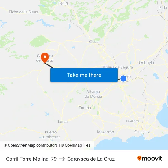 Carril Torre Molina, 79 to Caravaca de La Cruz map