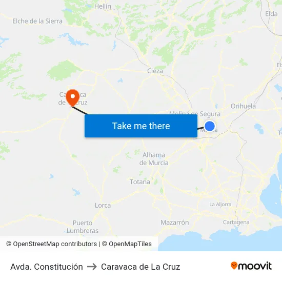 Avda. Constitución to Caravaca de La Cruz map