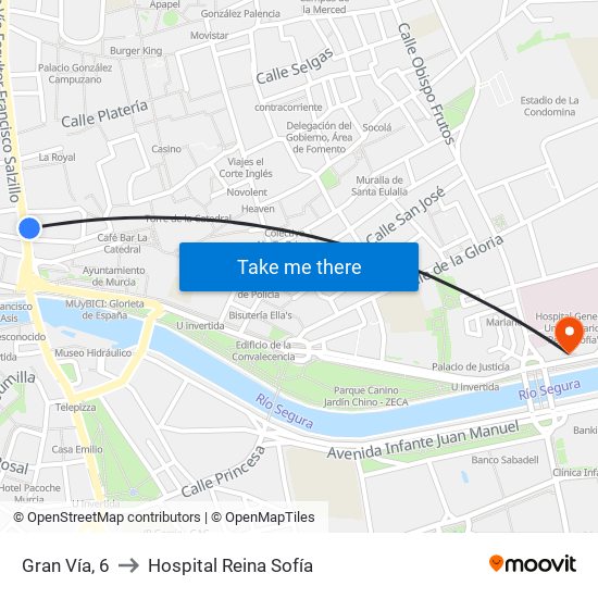 Gran Vía, 6 to Hospital Reina Sofía map