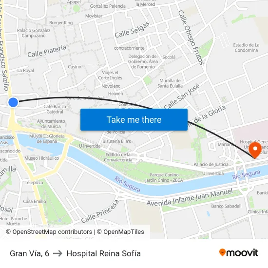 Gran Vía, 6 to Hospital Reina Sofía map