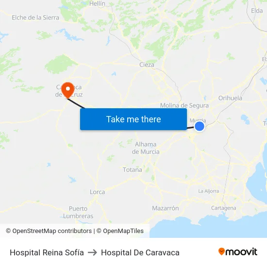 Hospital Reina Sofía to Hospital De Caravaca map