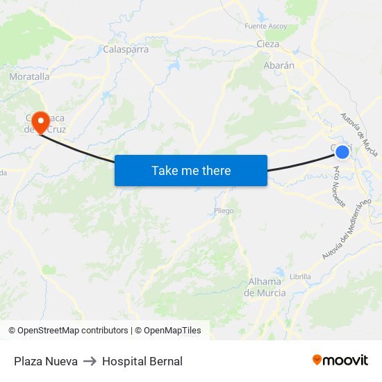 Plaza Nueva to Hospital Bernal map