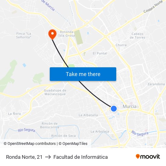 Ronda Norte, 21 to Facultad de Informática map