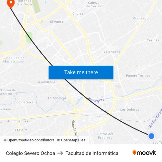 Colegio Severo Ochoa to Facultad de Informática map