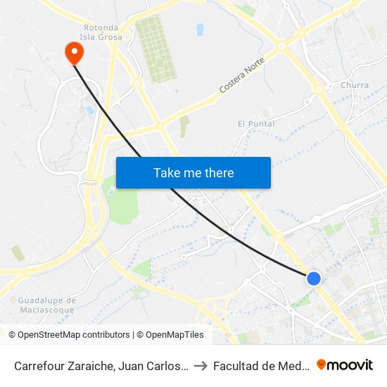 Carrefour Zaraiche, Juan Carlos I (Par) to Facultad de Medicina map