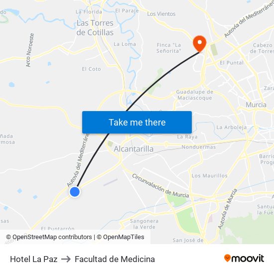 Hotel La Paz to Facultad de Medicina map