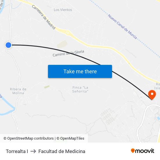 Torrealta to Facultad de Medicina map