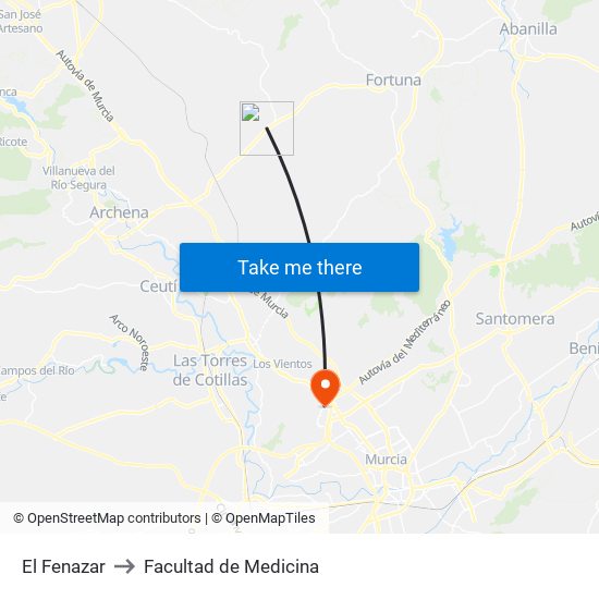 El Fenazar to Facultad de Medicina map