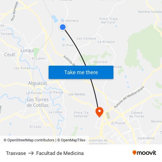 Trasvase to Facultad de Medicina map