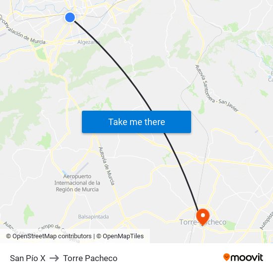 San Pío X to Torre Pacheco map