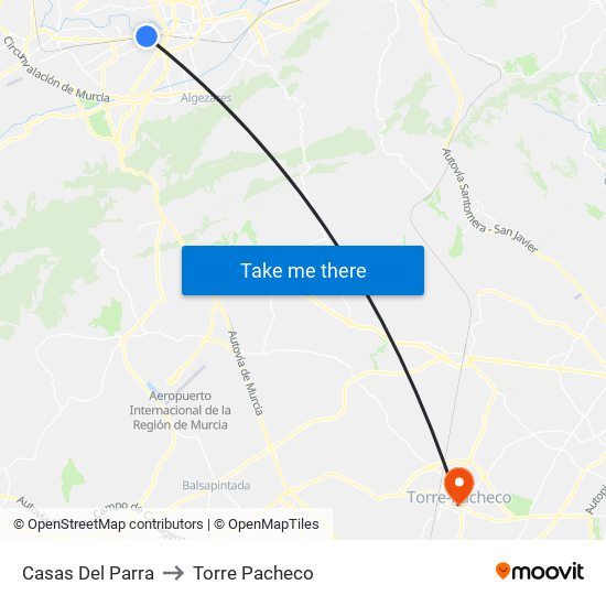 Casas Del Parra to Torre Pacheco map