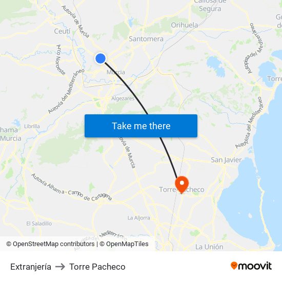 Extranjería to Torre Pacheco map