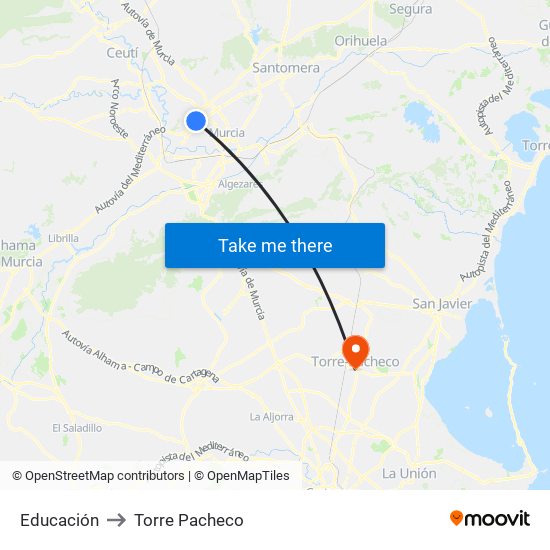 Educación to Torre Pacheco map