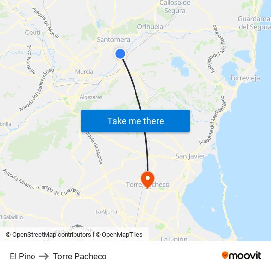 El Pino to Torre Pacheco map